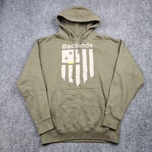 Badlands Hoodie Sweatshirt Mens Large Green USA Flag Graphic Fleece Pullover